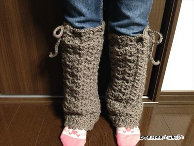 編み図 引き上げ編みのレッグウォーマー かぎ針編みの無料編み図 Atelier Mati