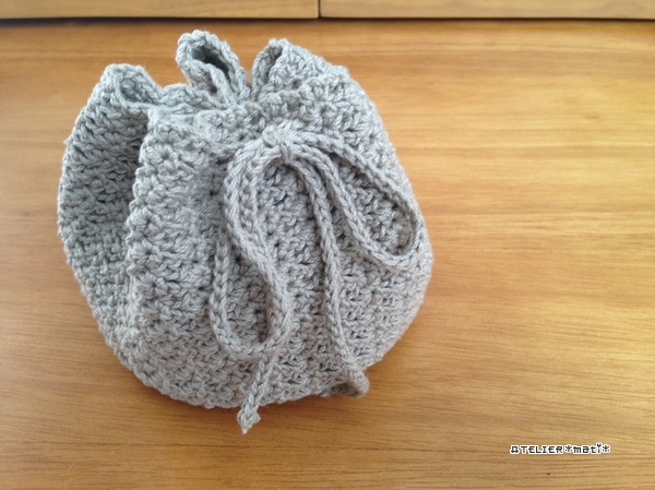 編み図 細編みと鎖編みの簡単巾着 かぎ針編みの無料編み図 Atelier Mati