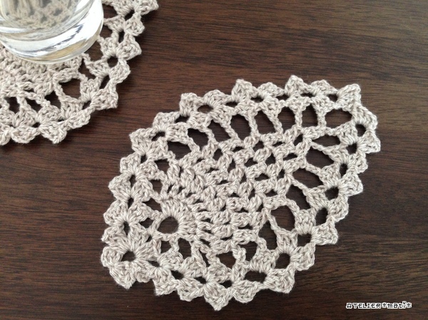 編み図 玉編みパイナップル模様のコースター 17 かぎ針編みの無料編み図 Atelier Mati