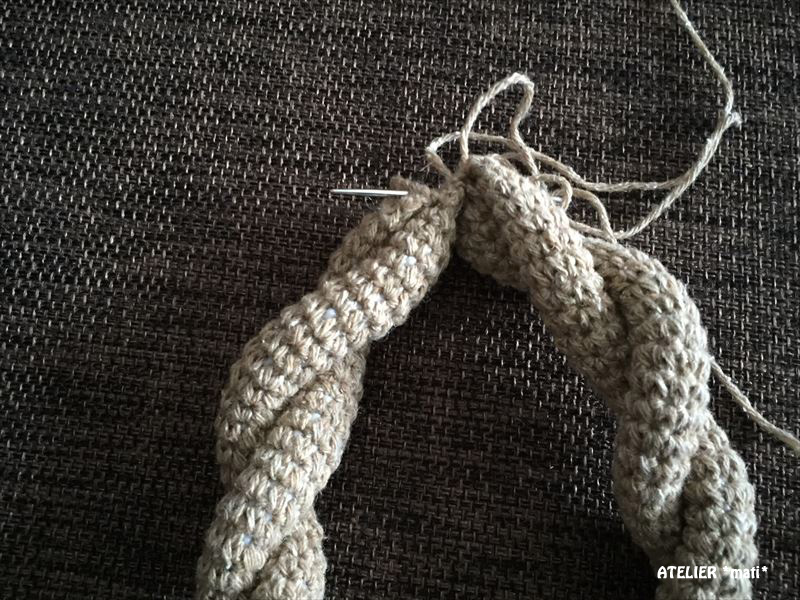 編み図 かぎ針で編むしめ縄リース リース本体 かぎ針編みの無料編み図 Atelier Mati