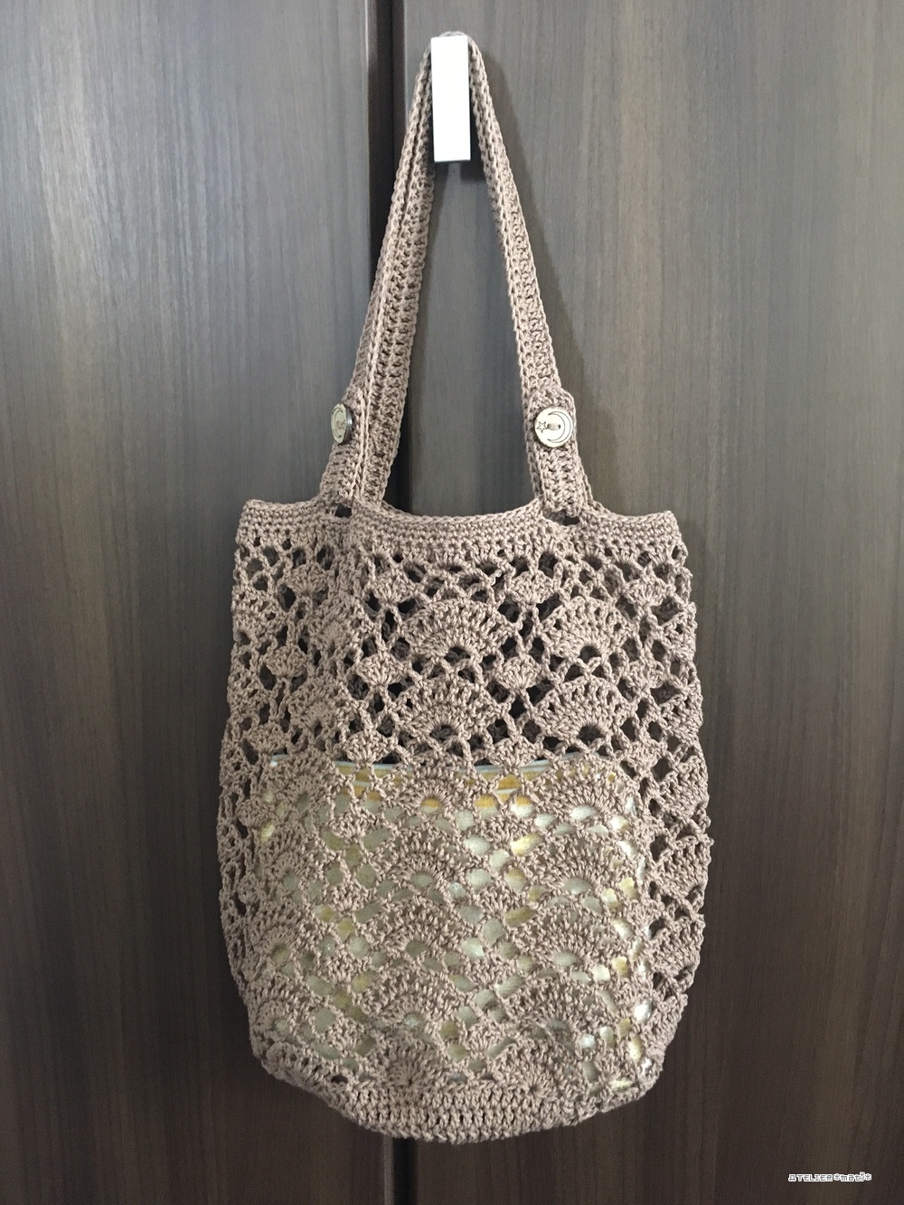 編み図 扇模様の丸底バッグ かぎ針編みの無料編み図 Atelier Mati