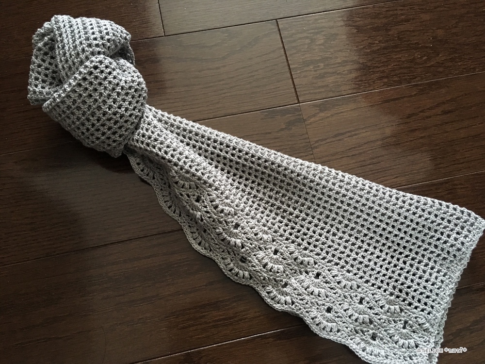 編み図 方眼編みのスカラップストール かぎ針編みの無料編み図 Atelier Mati