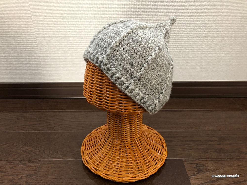 無料編み図 キッズ用引き上げ編みのどんぐり帽子 かぎ針編みの無料編み図 Atelier Mati