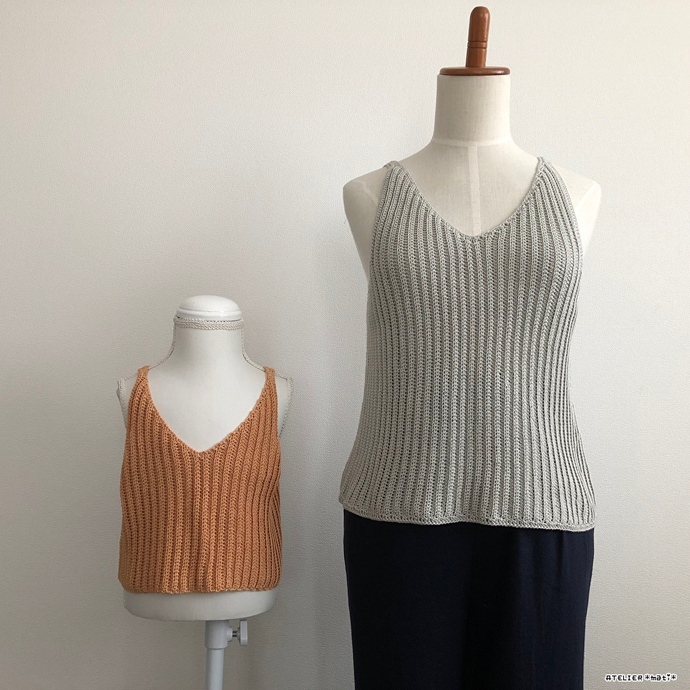 ショップ新着 畝編みで編むリブ編み風キャミソール かぎ針編みの無料編み図 Atelier Mati